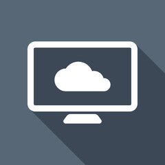 database, cloud technology, computer and cloud. simple icon. Whi