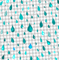 Isolated rain drops or steam shower,water falling pattern on transparent background,cartoon style,nature vector