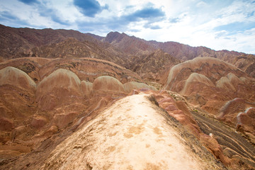 ZhangYe Rainbow Mountain natural colorful soil DanXi Scenic Spot in Zhang Ye