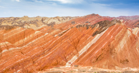 ZhangYe Rainbow Mountain natural colorful soil DanXi Scenic Spot in Zhang Ye