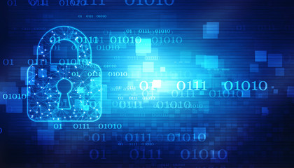 2d illustration Safety concept: Closed Padlock on digital background, Cyber Security and internet Security Background