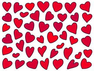 hand drawn hearts set