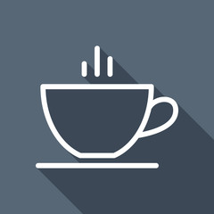 Simple cap of coffee or tea. Linear icon with thin outline. Whit