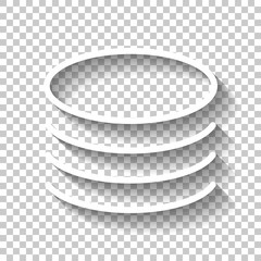 Database icon. Simple linear symbol, thin outline. White icon wi