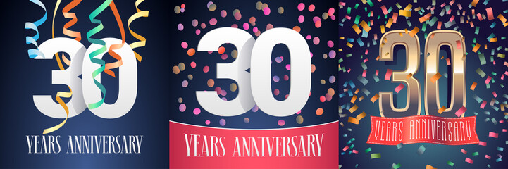 30 years anniversary celebration set of vector icons