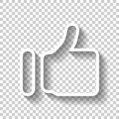 Simple like icon. Social symbol. White icon with shadow on trans