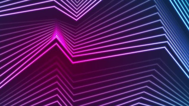 Blue and ultraviolet neon laser glowing curved lines abstract motion background. Seamless loop. Video animation Ultra HD 4K 3840x2160