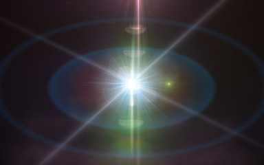Lens flare or Star flare in black background.Modern nature flare effect with black background for overlay design