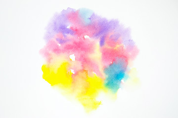 Fototapeta na wymiar watercolor painting colorful splashing on white paper texture.