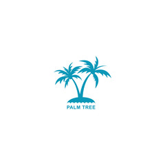 palm tree logo vector illustration, design two silhouette blue palm trees