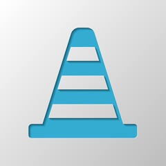 Cone Icon. Paper design. Cutted symbol with shadow