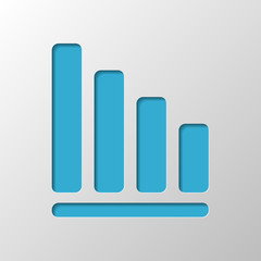 Declining graph line icon. Paper design. Cutted symbol with shad