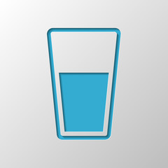 glass of water icon. Paper design. Cutted symbol with shadow