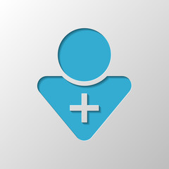 doctor, person with medical cross. Paper design. Cutted symbol w