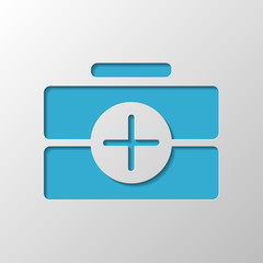 Obraz premium first-aid kit, simple icon. Paper design. Cutted symbol with sha