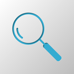 Loupe, search or magnifying. Linear icon, thin outline. Paper de