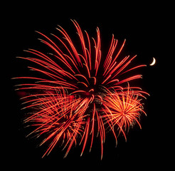 Obraz premium feu d'artifice et lune