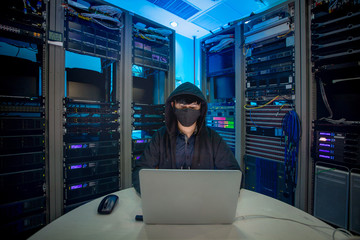 Hacker is using computers. To steal information of the data center.