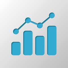 finance grapgic, grow. Paper design. Cutted symbol with shadow