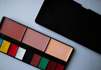 Colored grease-paint palette for professional make-up