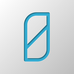 Number 0, numeral, zero. Paper design. Cutted symbol with shadow