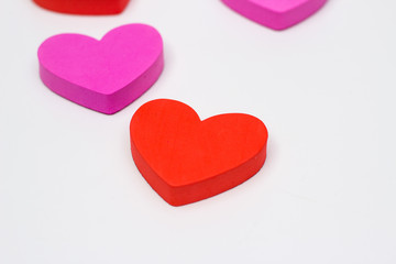 Red and pink Hearts on white background