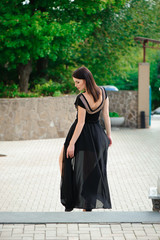Naklejka premium A woman walking down stairs