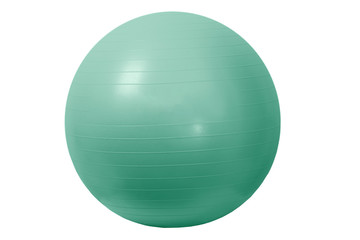 Close up of an orange fitness ball isolated on white background