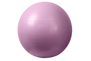 Close up of an orange fitness ball isolated on white background