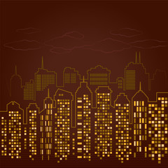 Vector city in burgundy colors