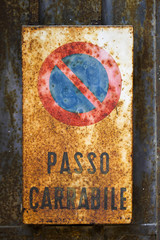 Rusty No Parking Sign