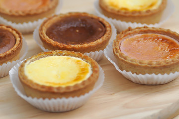 cheese tart ,chocolate tart and strawberry tart
