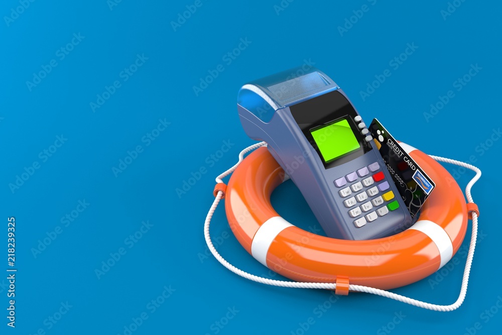 Wall mural life buoy with credit card reader