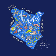 Cartoon Map of Kenya