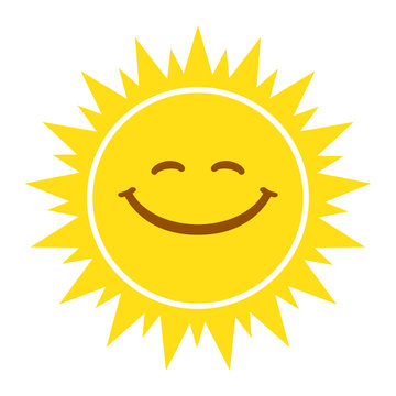 Sun smile sign, icon, tag. Vector illustration
