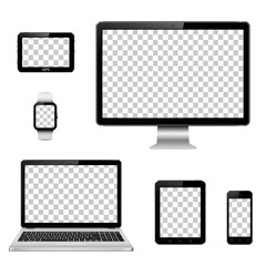 Modern technology devices with transparent wallpaper screen isolated