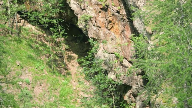 Tilt of rocks and trees in the mountains