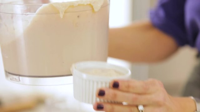 Pouring Batter into Ramekin from Bowl