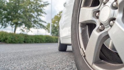 Side of a car and the rim.