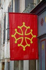 Occitania flag on a street shop