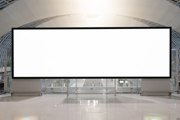 blank advertising billboard at airport,Mock up Poster media template Ads display in Subway station escalator