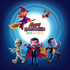 Obraz premium halloween banner with kids