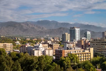 Fotobehang Aerial view of Mendoza City and Andes Mountains - Mendoza, Argentina © diegograndi