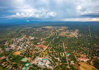 Aerial picture of the city of Victoria Falls  in Zimbabwe