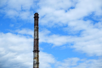 The chimney of the plant. Industrial chimneys