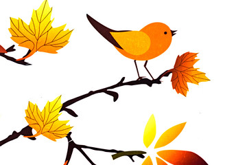 Painting Of A Bird Sitting On A Branch