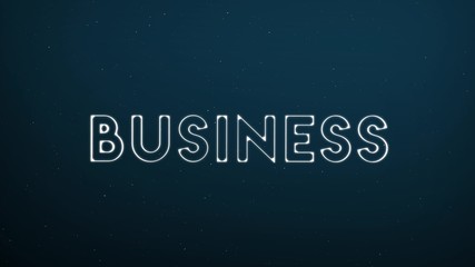 Abstract glowing word BUSINESS on dark blue digital background