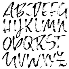 Hand drawn modern dry brush lettering. Grunge style alphabet. Handwritten font. Vector illustration.