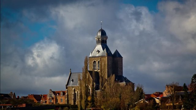 Flanders Fields World War One villages : Messines-Mesen church timelapse