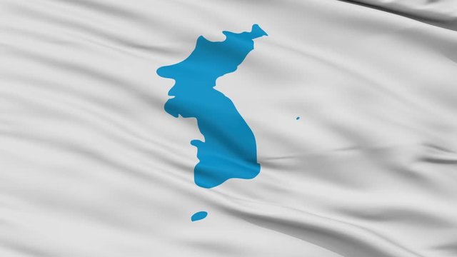 Unification Korea Flag, Closeup View Realistic Animation Seamless Loop - 10 Seconds Long